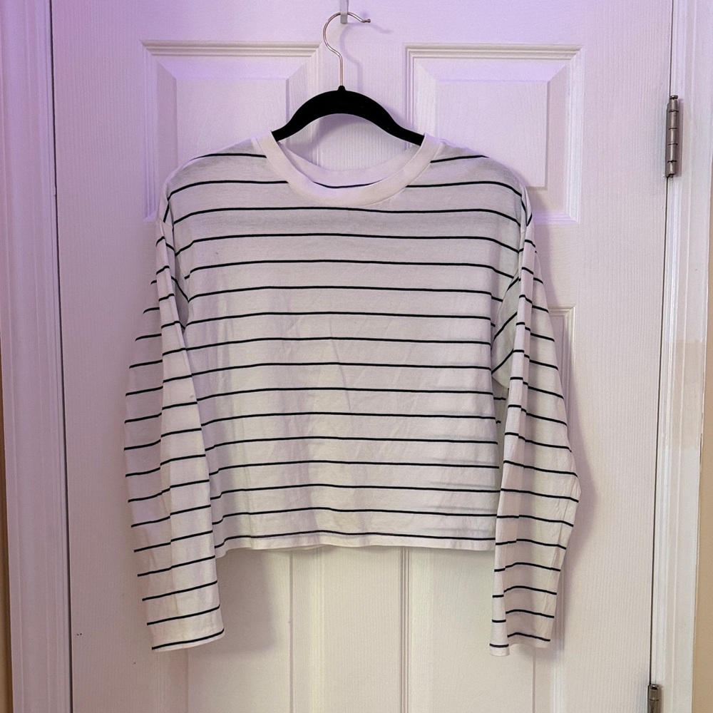 H&M White Tee with Black Stripes